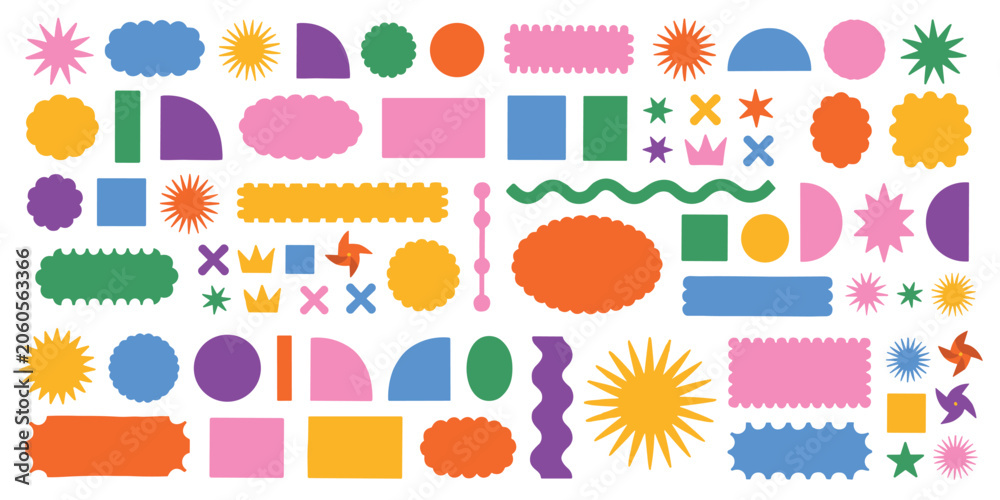 Fototapeta premium Assorted colorful abstract shapes and on white background
