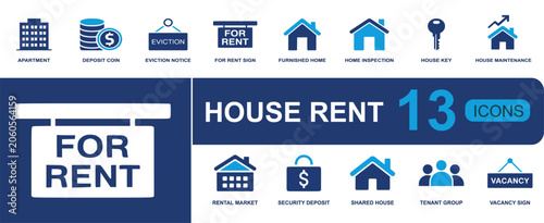 Canvas-taulu House rent icon set