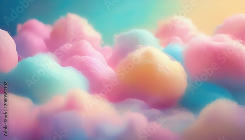 Colorful Cotton Candy In Soft Pastel Color Background Generative Ai