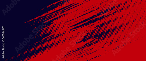 Fotografie Halftone dots red and blue color pattern gradient grunge texture background