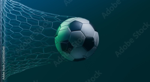 Canvas Print Soccer ball scoring into net