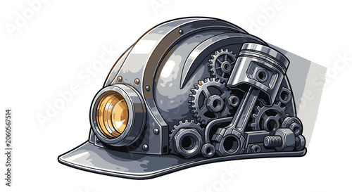 Vászonkép Industrial mining helmet with light.