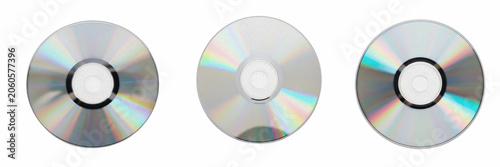 Obraz na płótnie Realistic compact disc CD DVD set isolated on transparent background, shiny blan