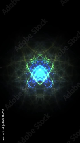 Abstract Glowing Fractal Mandala Energy Burst.