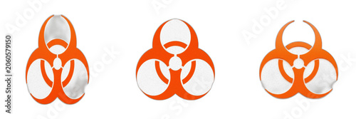Fotografija Orange Biohazard Symbol Icon Set Toxic Waste Warning Sign Isolated on White Back