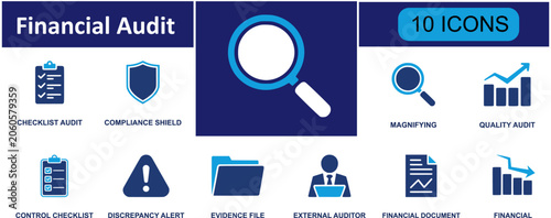 Bild auf Leinwand Financial audit icon set