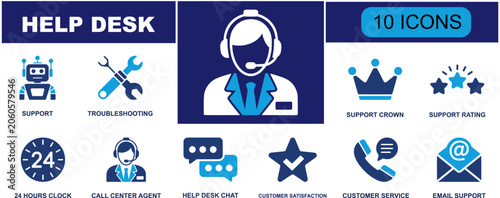 Bild auf Leinwand Help desk icon set