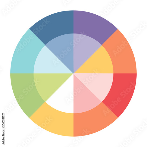Flat design color wheel with gradient segments