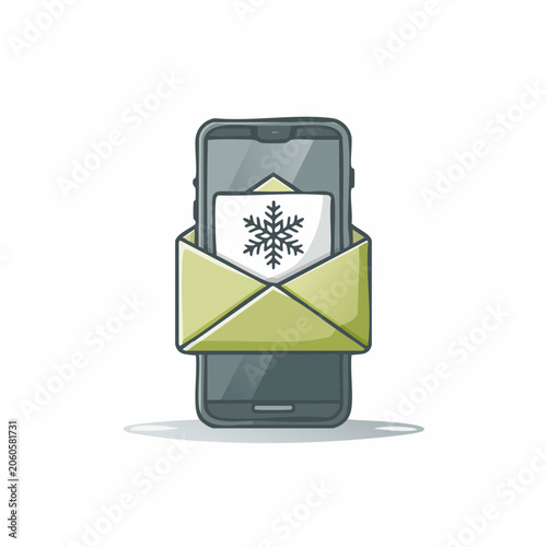 Smartphone with envelope and snowflake icon