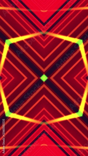 Abstract Red and Yellow Geometric Pattern Motion Background.