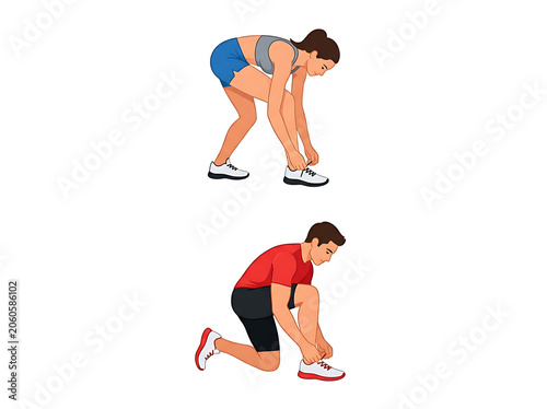 Young woman doing squat exercise outdoors with dumbbells.