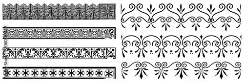 Decorative Divider Border Vectors Ornate Line Floral Geometric Separators Collection