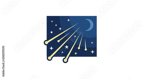 Obraz na plátně Night Sky Meteor Shower Moon Stars Cosmic Event