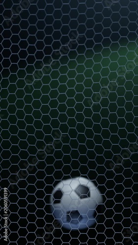 Soccer ball hitting the goal net