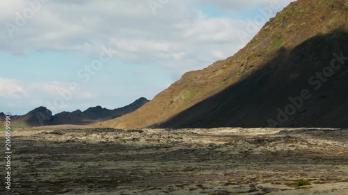 Shadows moving over mountain landscape summer Iceland