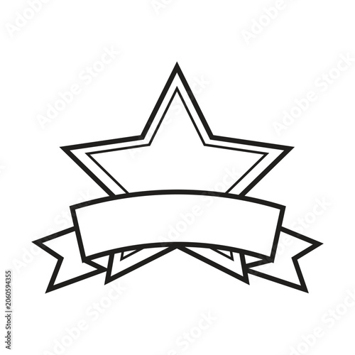 Minimalist star with ribbon banner reward element vector