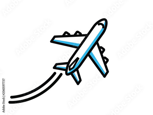 Airplane soaring through the sky, leaving a trail of smoke behind, ready for travel.