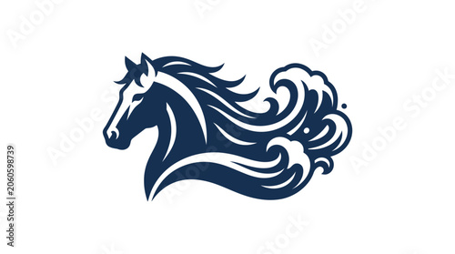 Bild auf Leinwand Majestic Horse Head Silhouette Merging with Ocean Waves