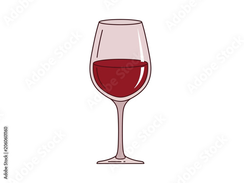 Elegant glass of red wine, perfect for a romantic evening or celebration, isolated.
