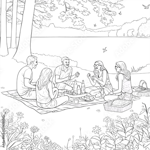 Picnic Friends By Lake