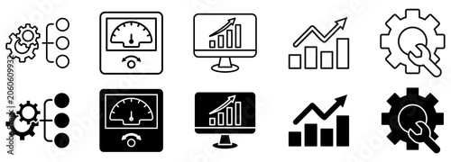 Dmaic icon set. Management and performance vector illustration