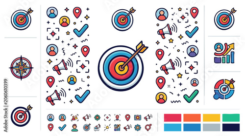 Business Marketing and Strategy Flat Vector Icon Set
