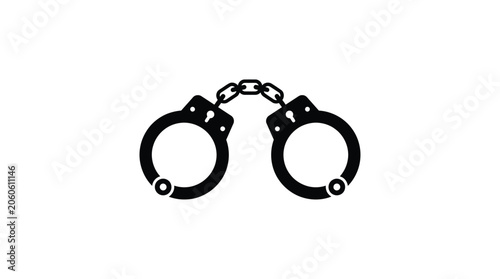 Canvastavla handcuffs in black silhouette on white background chain restraint law enforcemen