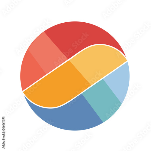 Colorful abstract wave icon in flat design