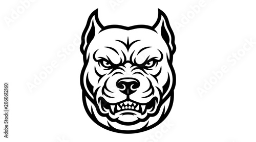 Angry Pit Bull Dog Face.