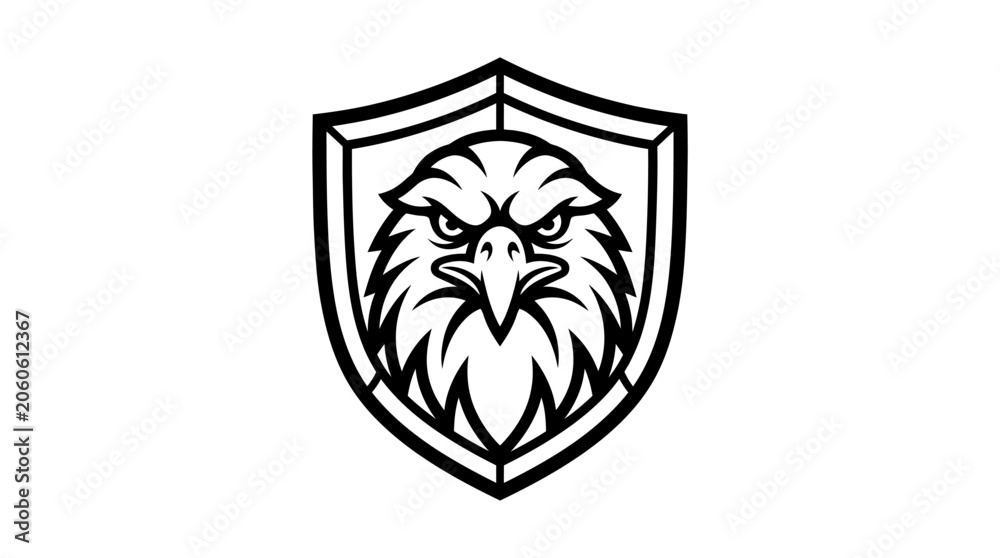 Obraz premium Eagle Head Shield Logo Design.