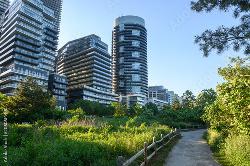 Canvas Print Modern apartment buildings in Etobicoke near a park