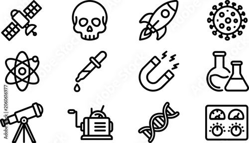 Foto Set of Science and Laboratory Research Outline Icons.