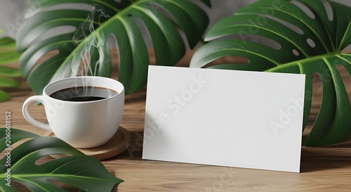 Coffee Cup and Blank Card Display.