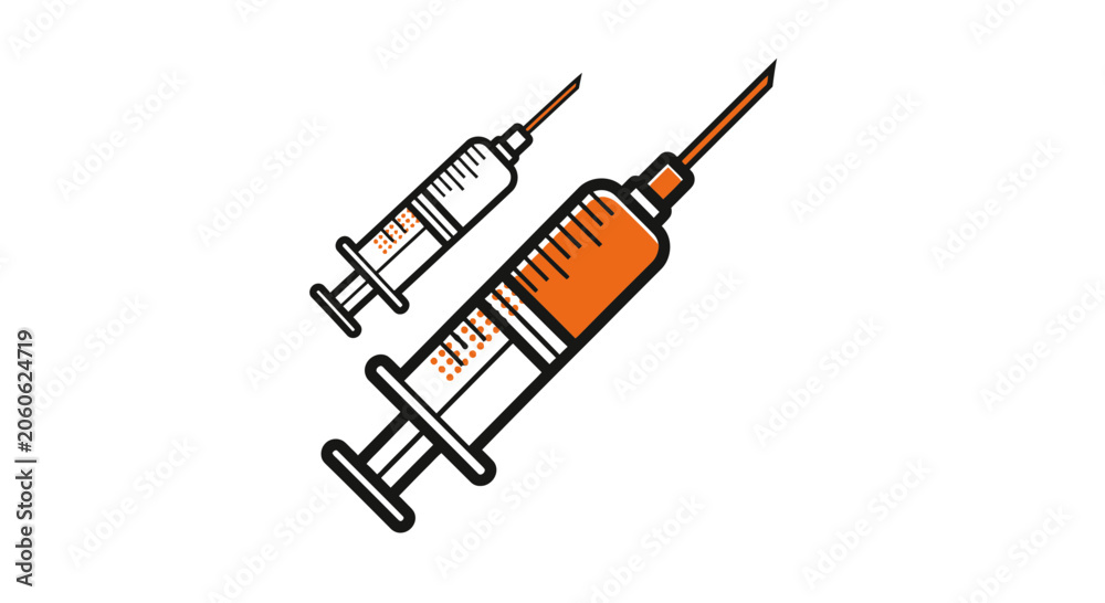 Fototapeta premium Medical Illustration: Syringes Depicting Healthcare, Medication, and Scientific Procedures