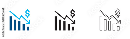 Fotografie Financial loss icon vector set