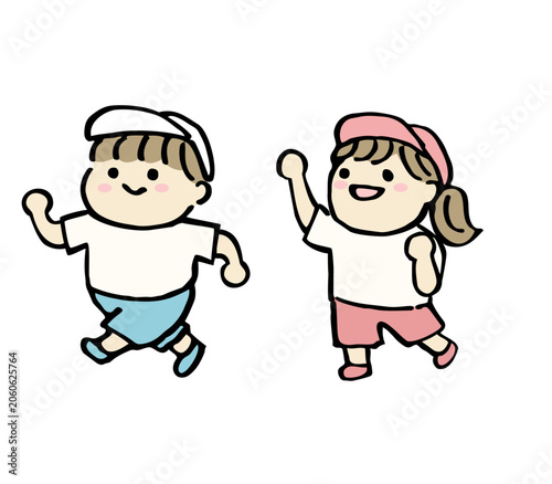 元気いっぱいの幼稚園児　運動会向けゆるかわイラスト