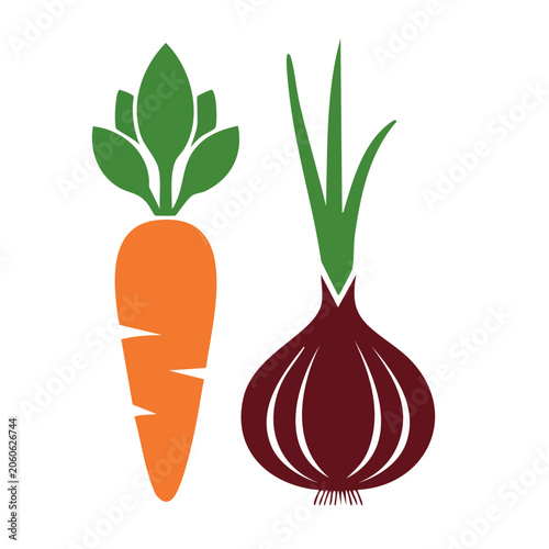 Flat Design Carrot and Onion Icon