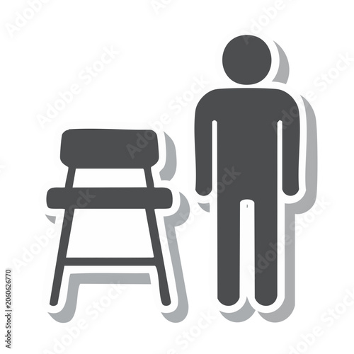 Flat design icon of person and chair