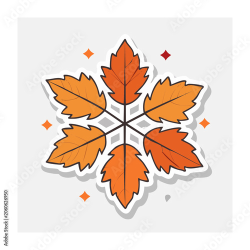 Symmetrical Orange Maple Leaf Illustration