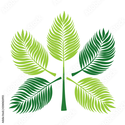 Symmetrical Green Leaf Cluster Illustration