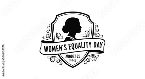 Εκτύπωση καμβά Women's Equality Day Emblem with Female Silhouette