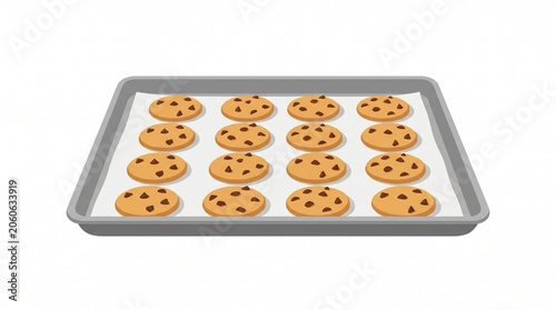 Fresh baked chocolate chip cookies on a baking sheet AQ.Ab8RN6LTf4SArKlgXeWrDJs1GbxIDuxkgQR3QV23HYZS1HBNzg isolated like 202606160733