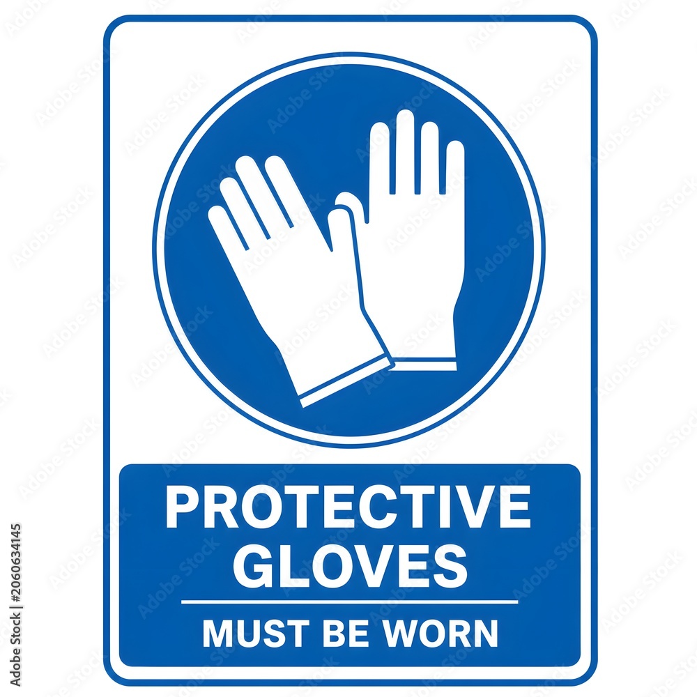 Obraz premium Hospital Infection Control Sign with Gloves Requirement Symbol