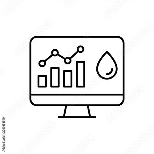 Animated water monitoring control icon. Resource Management System Symbol for Water Consumption Monitoring and Crisis Prevention