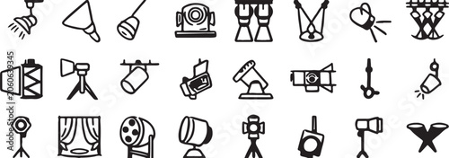 Tableau sur toile Theater rigging curtain and truss icon set