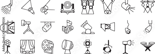 Foto Studio lighting equipment icons for photography