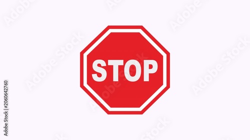 A bright red octagon with a white frame and bold text that says stop.. Suitable for presentations, signage design, conveying clear messages in a modern and minimalist style.
