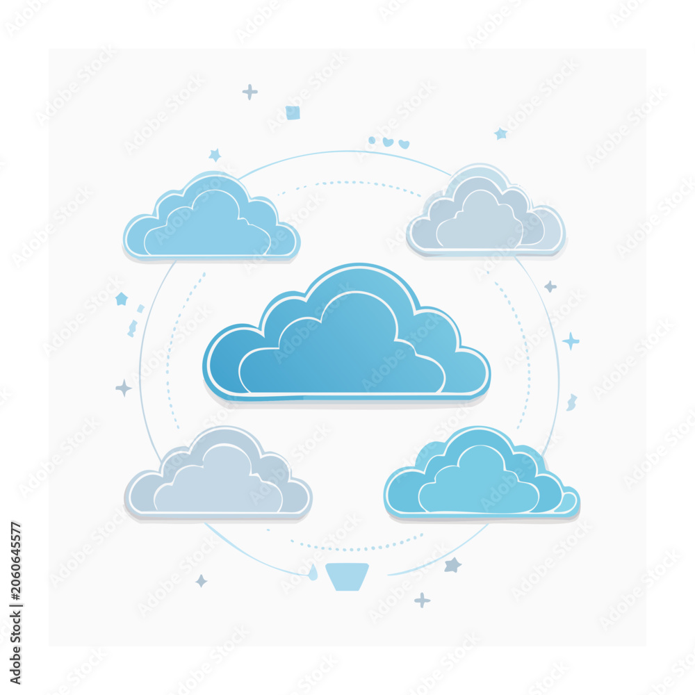Obraz premium Flat design cloud icons on white background