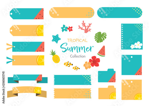 Tropical Summer Frame and Label Design Collection
