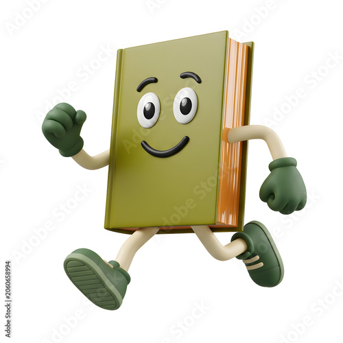 Cartoon Book Character Running
